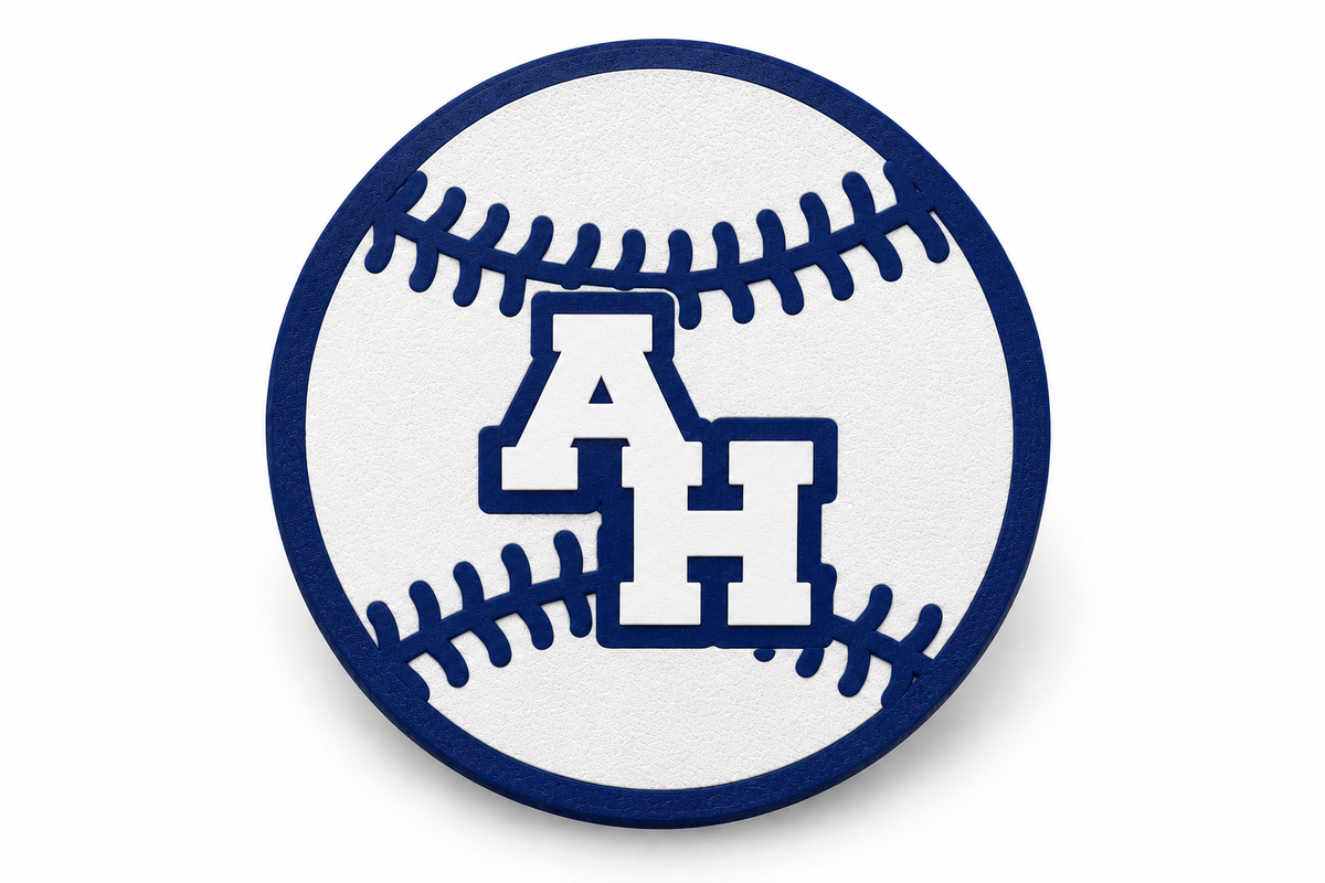 Abington Heights Baseball Shoe Charm — white background