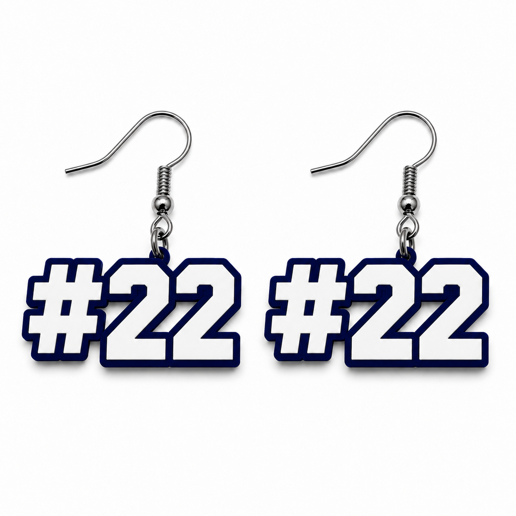 Abington Heights Personalized Number Earrings — white background