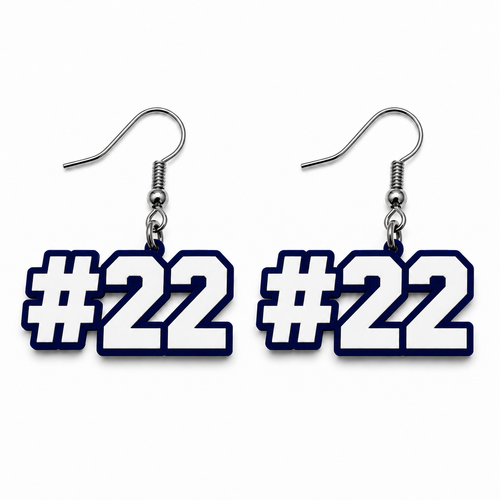 Abington Heights Personalized Number Earrings — white background