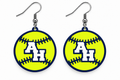Abington Heights Softball Earrings — white background