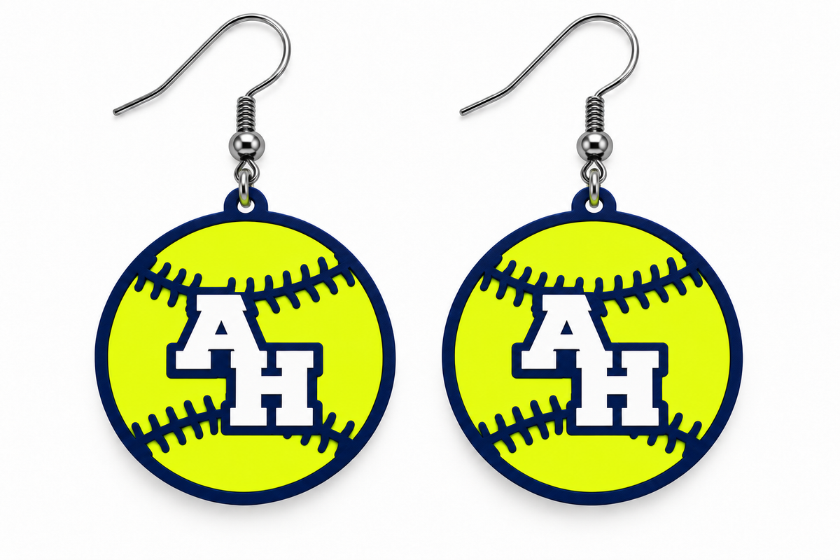 Abington Heights Softball Earrings — white background