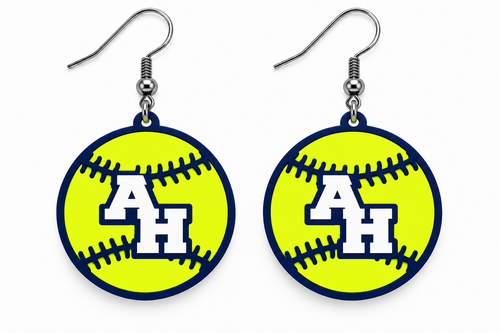 Abington Heights Softball Earrings — white background