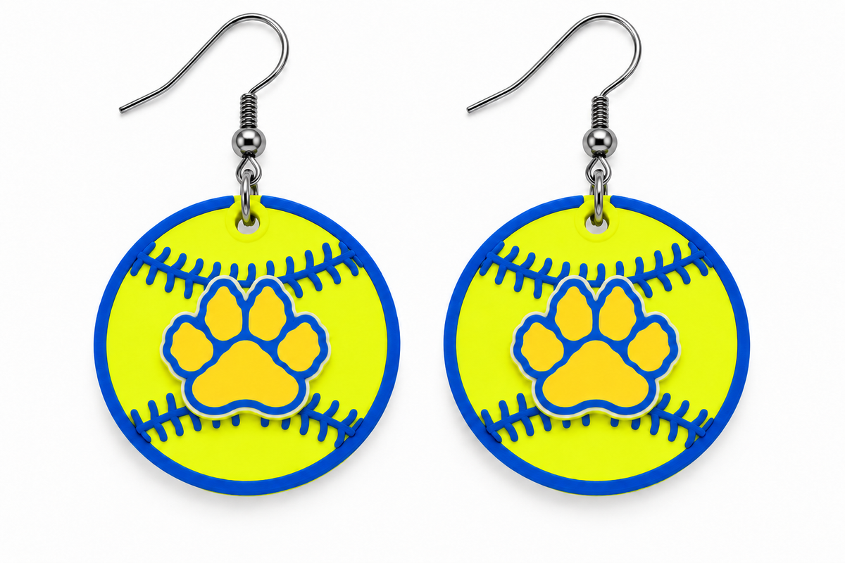 Valley View Softball Earrings — white background