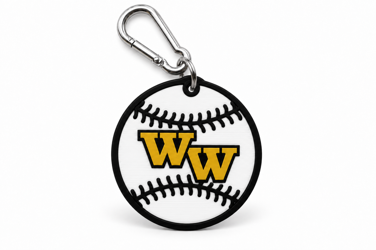 Western Wayne Baseball Bag Tag — white background