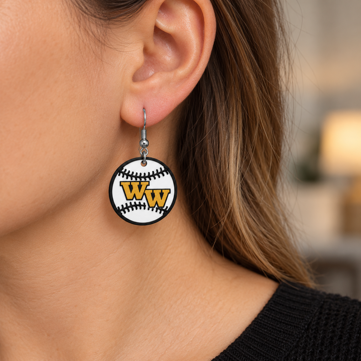 Western Wayne Baseball Earrings — lifestyle
