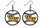 Western Wayne Baseball Earrings — white background