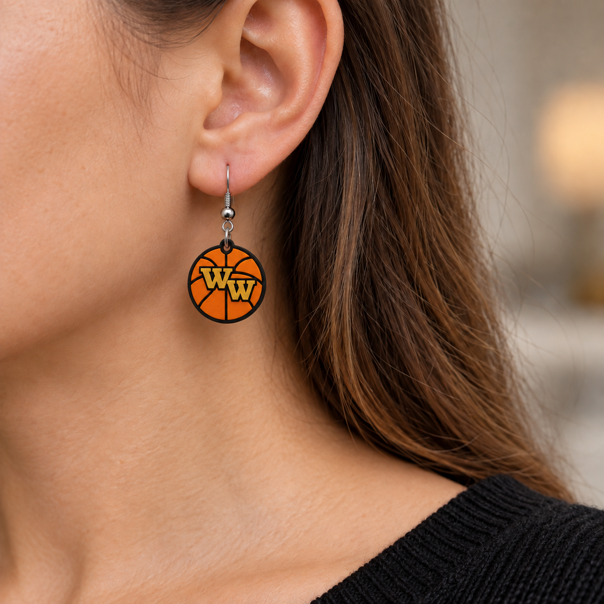 Western Wayne Basketball Earrings — lifestyle