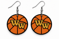 Western Wayne Basketball Earrings — white background