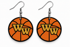 Western Wayne Basketball Earrings — white background