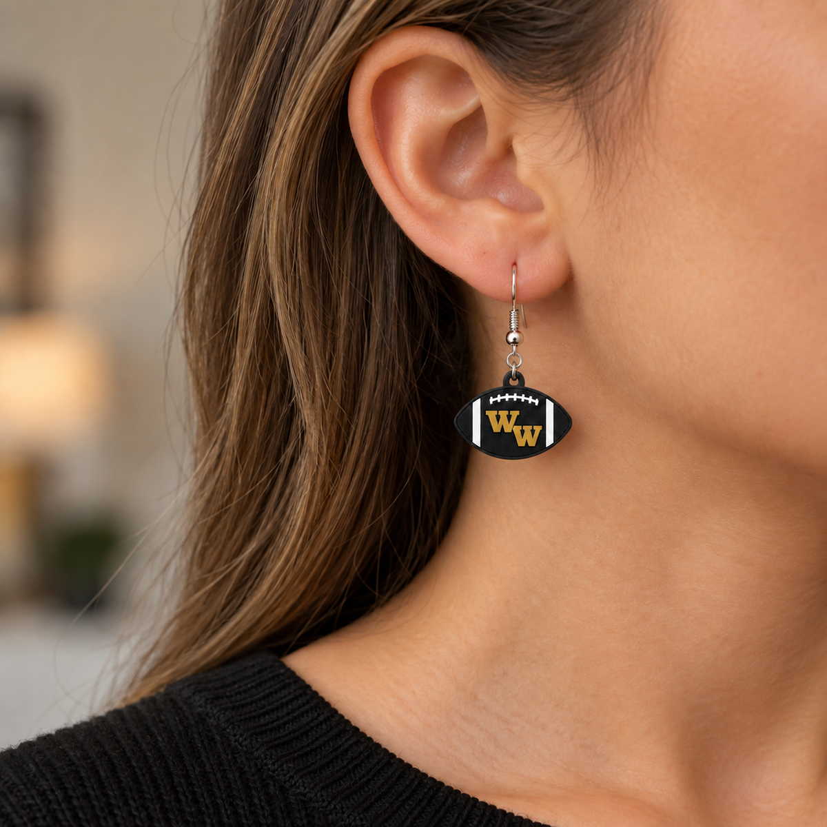 Western Wayne Football Earrings — lifestyle