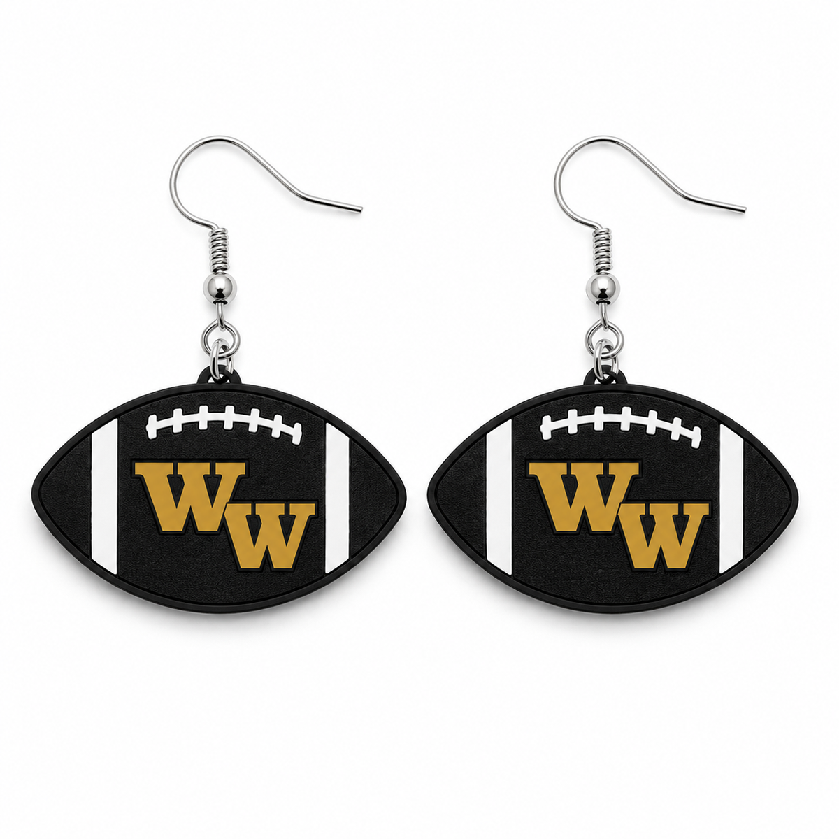 Western Wayne Football Earrings — white background