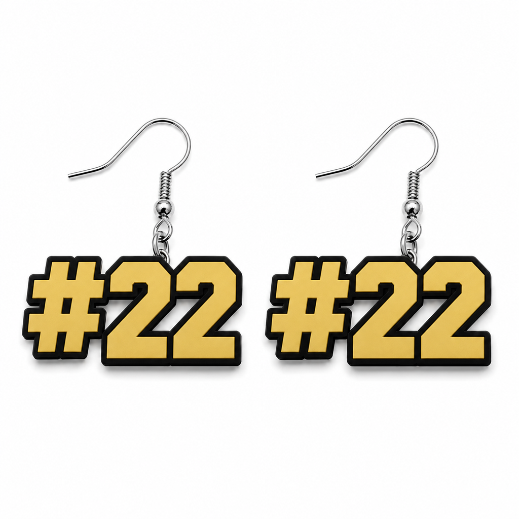 Western Wayne Personalized Number Earrings — white background