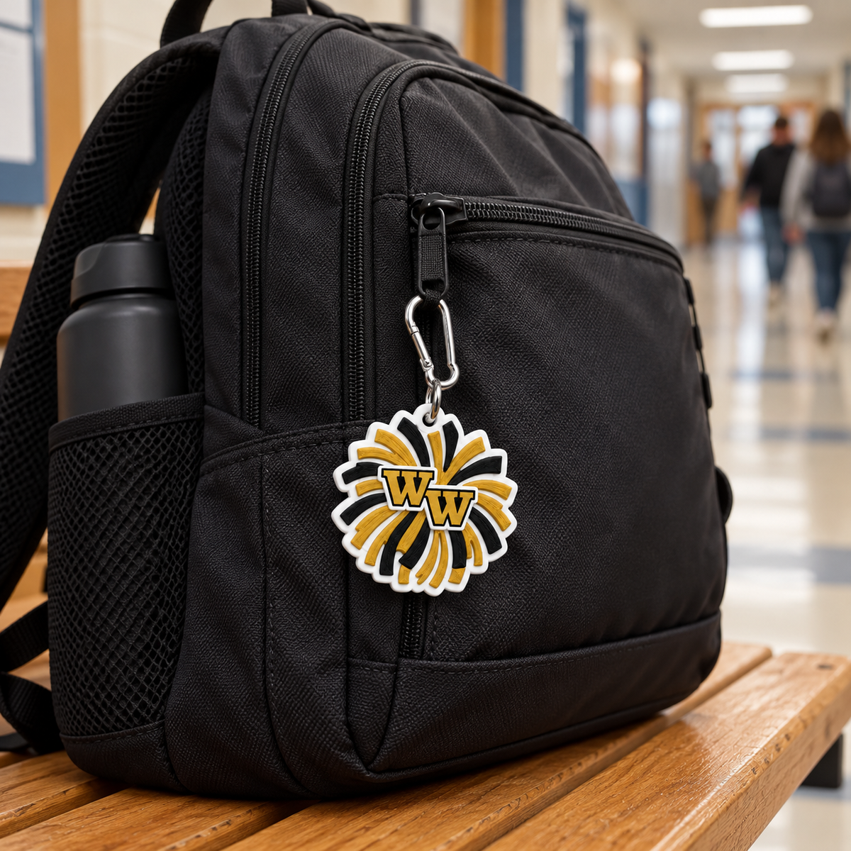 Western Wayne Pom Pom Bag Tag — lifestyle