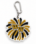 Western Wayne Pom Pom Bag Tag — white background