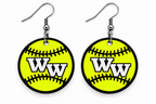Western Wayne Softball Earrings — white background