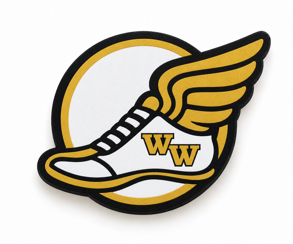 Western Wayne Track and Field Bag Charm — white background