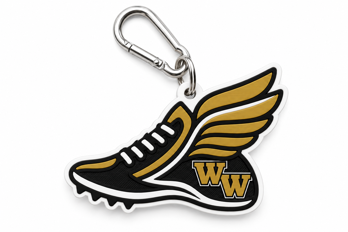 Western Wayne Track and Field Bag Tag — white background