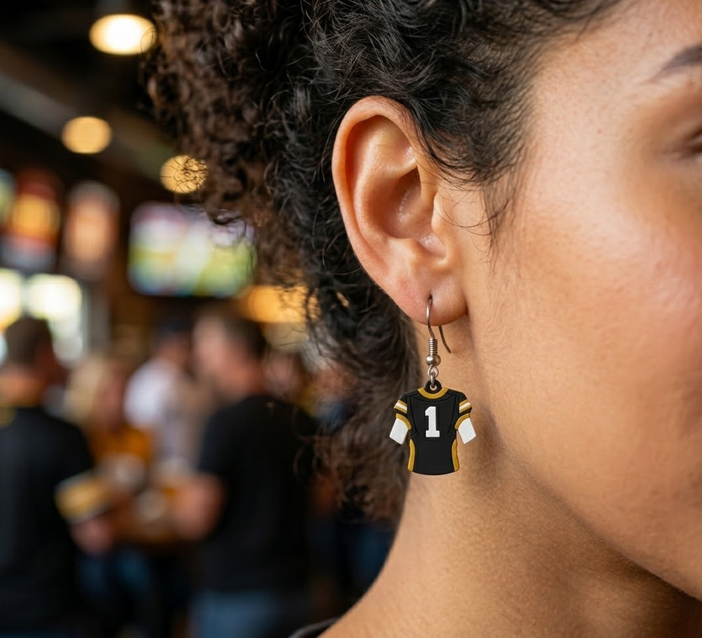 Personalized Western Wayne Football Jersey Earrings